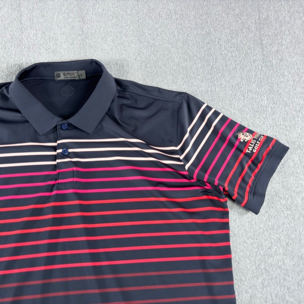 G/FORE Mens L Navy Pink Golf Polo Shirt Talis Park Golf Club